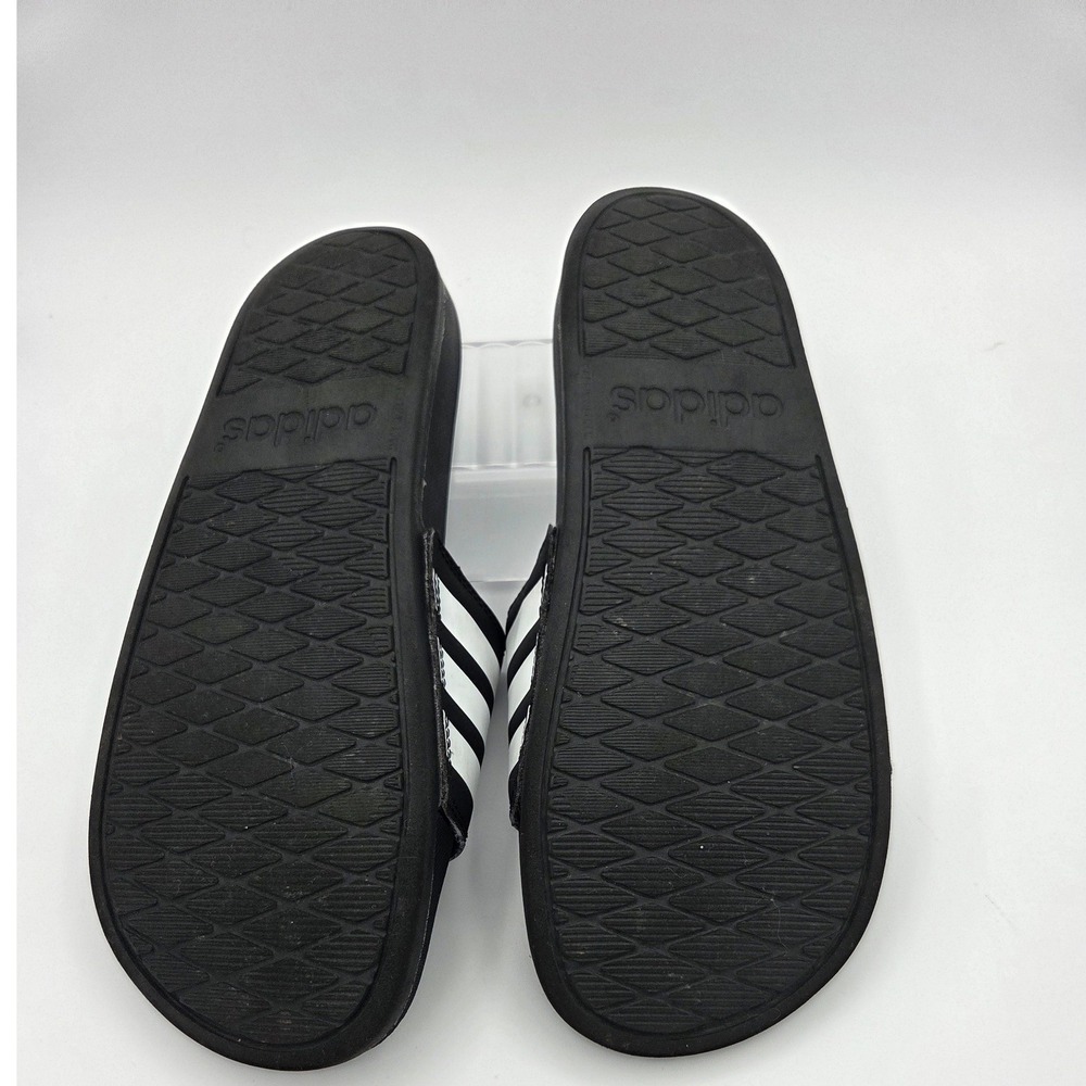 Adidas Adilette Shower Slides M-8 W-10 Black White 3-Stripes Sandals - Picture 6 of 7